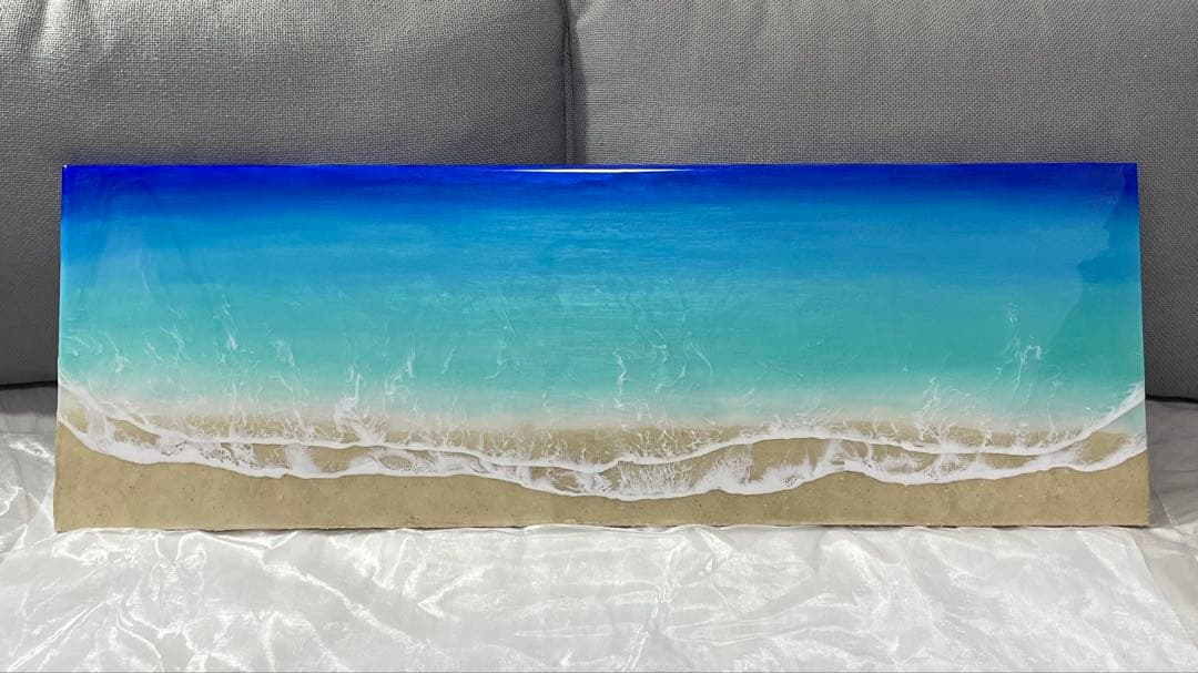「受注制作」オーシャンレジン海アートロングパネルBIGパネル　W90㎝　H30㎝