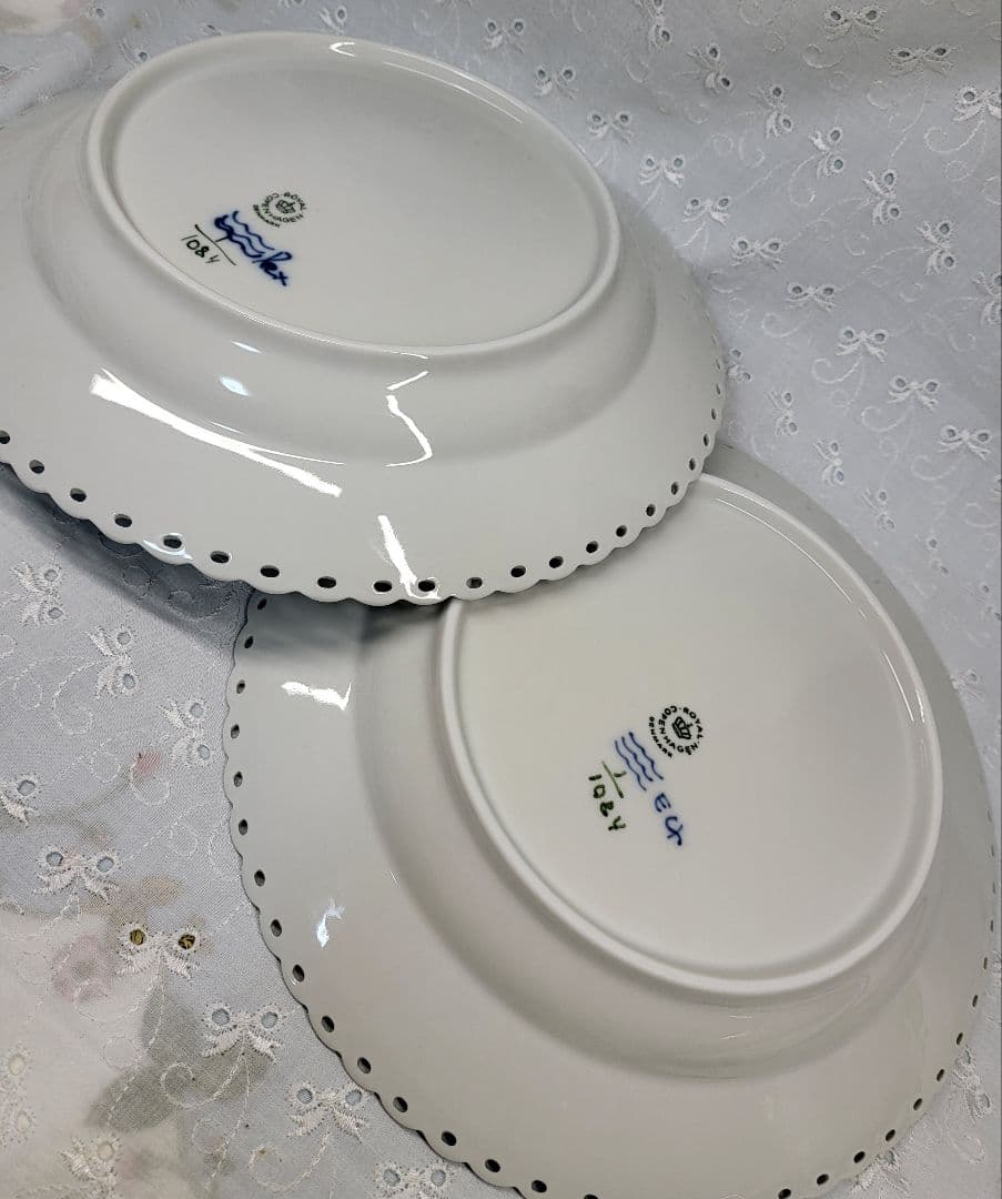 未使用近✨ロイヤルコペンハーゲン ブルーフルテッド フルレース 大皿 プレート①