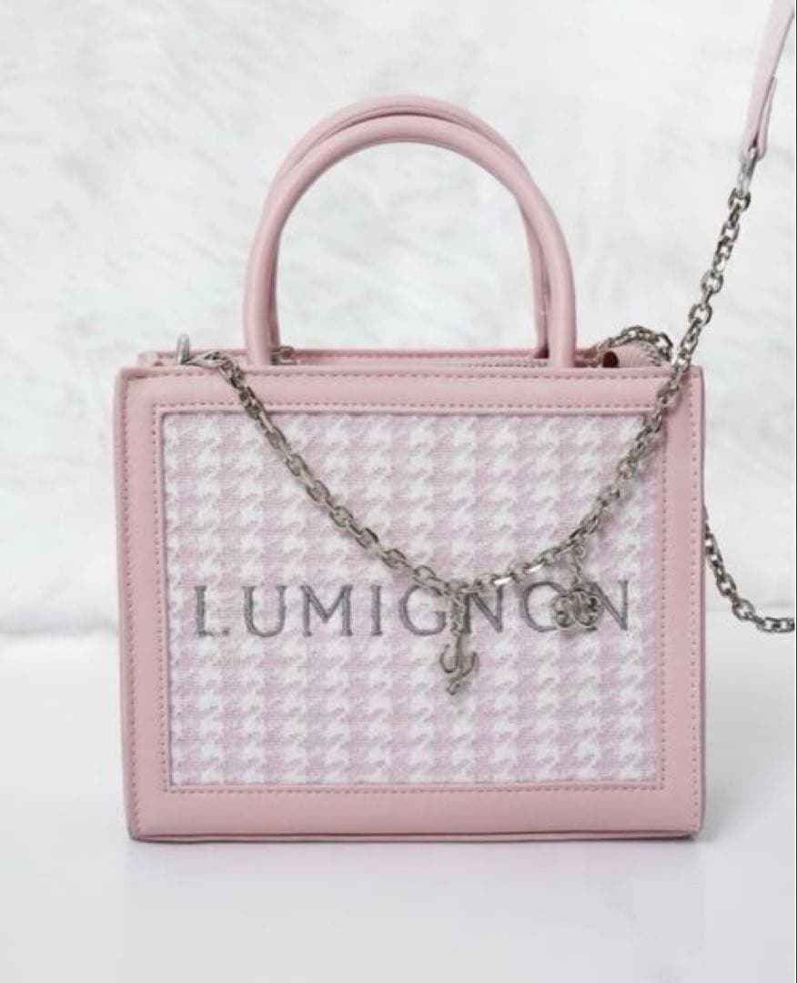 Lumignon houndstooth 2way bag ピンク　ルミニョン