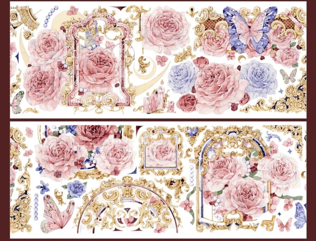 巻売 798★ 海外 マスキングテープ マステ PET 装飾 花 蝶 贝壳光