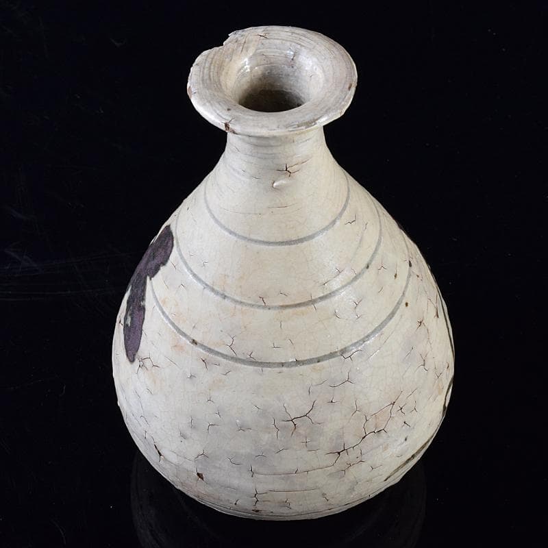 朝鮮美術　李朝　鶏龍山　鉄絵　花文　徳利　V　R8001