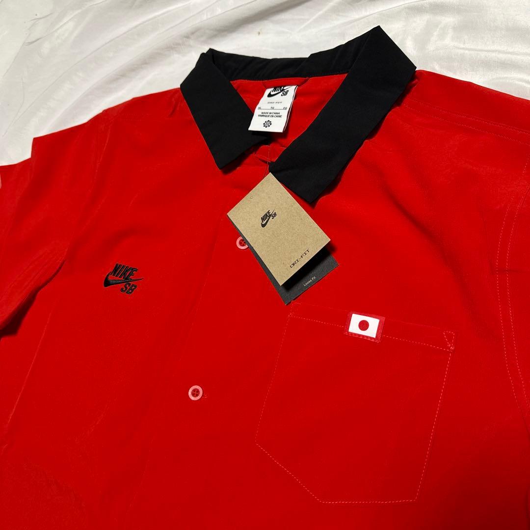 新品　XL NIKE SB ショートスリーブ ボウリングシャツ　レッド　鯉