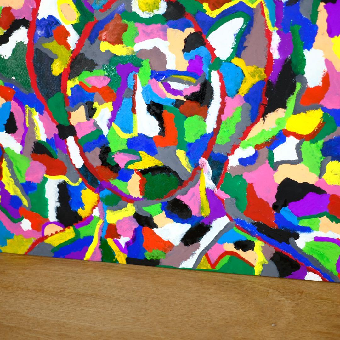 アンティーク　レディメイド絵画作品　カラフル　アート　油絵　オブジェ　古道具