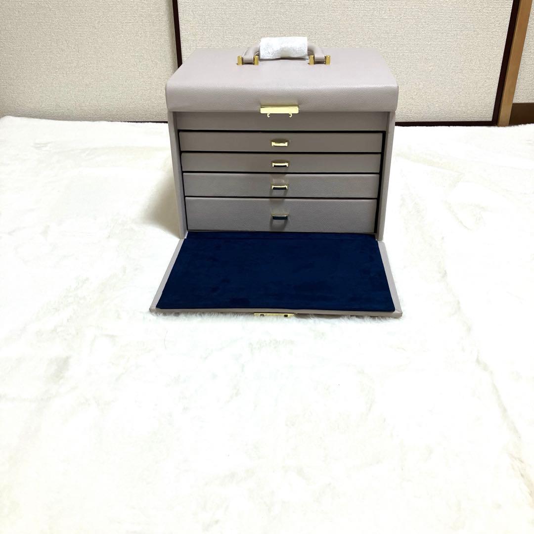 【新品未使用】グレー5層鏡面蓋 大容量 ジュエス宝石時計ブレスレット収納BOX