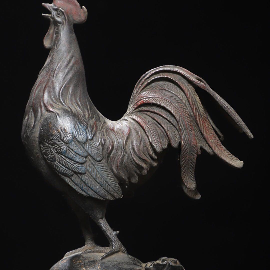 旧蔵　銅製 鶏モチーフ文鎮　置物