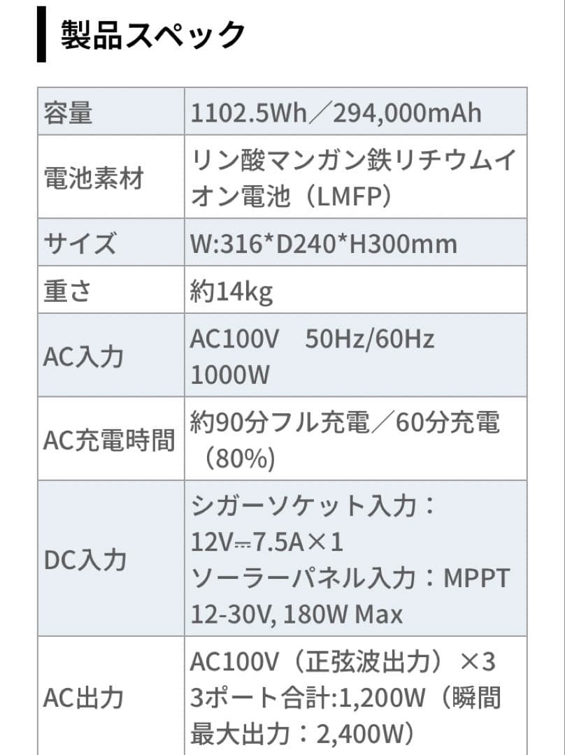 新品未開封Energizerポータブル電源　PPS1100W2F