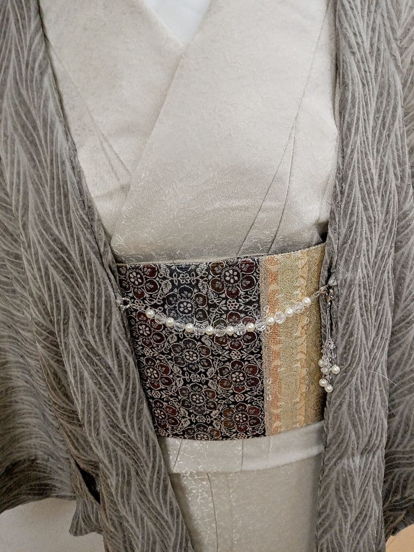 洗える色無地　花唐草地紋　ジャガード織　Lサイズ