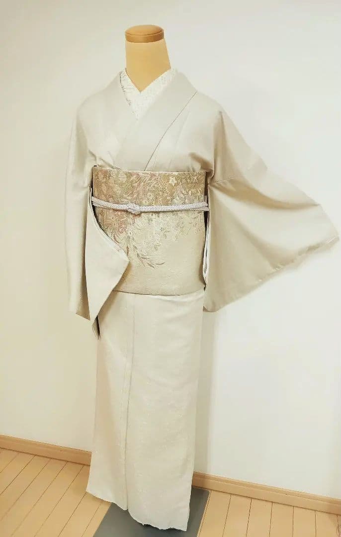 洗える色無地　花唐草地紋　ジャガード織　Lサイズ