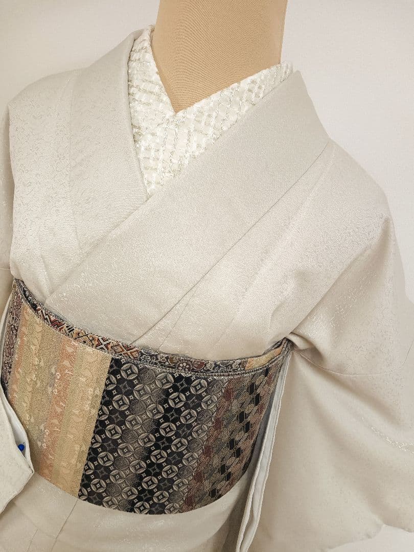 洗える色無地　花唐草地紋　ジャガード織　Lサイズ