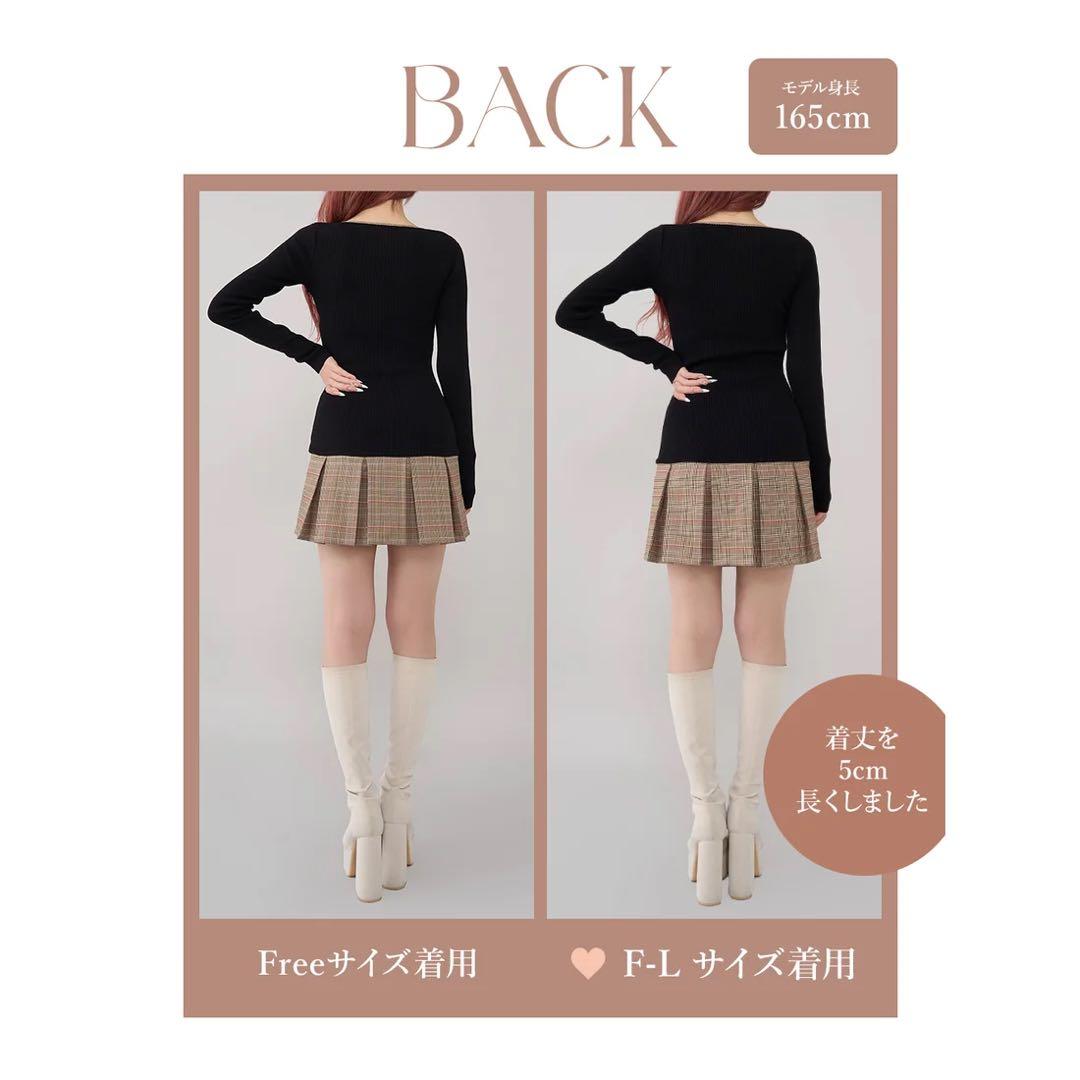 新品タグ付 ダーリッチ ブラック FL ポイントチェックニットミニワンピース