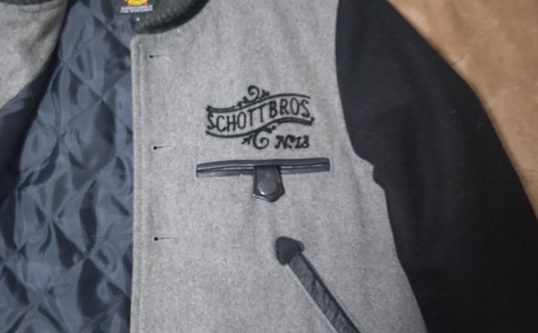 SCHOTT メルトンウール スタジャン グレー/ブラック