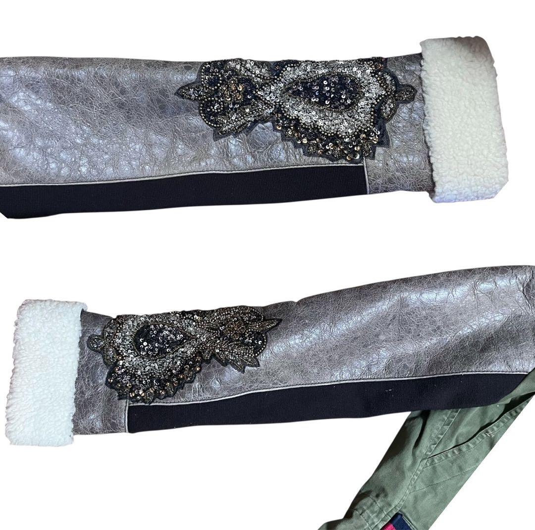 レア♡ イタリア製！リアルレザー　リアルファー　スパンコール　3ウェイ　アウター