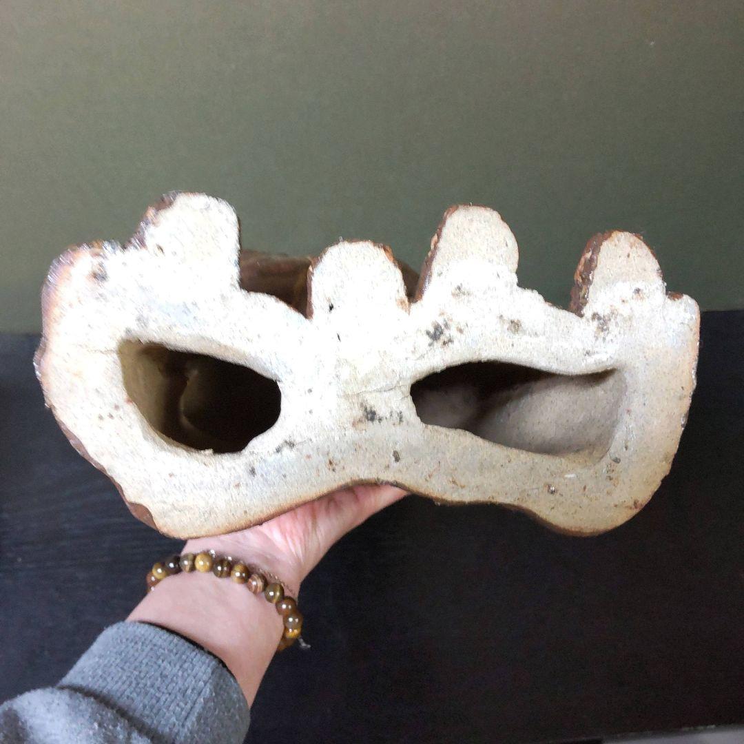 (767)✿唐津焼★三代陶痴作★寒山拾得の像★破魔おまけ付き★