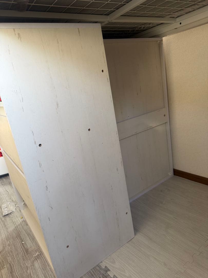 2/28までの出品‼️北摂引取り可 ホワイト ロフトベッド 引き出し付き シングル