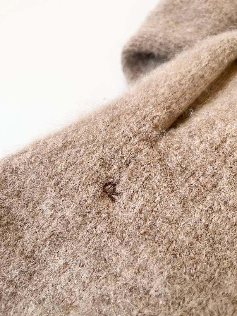 定価75000円✨45R　アルパカ縮繊フードコート　ロング丈　R刺繍フリー