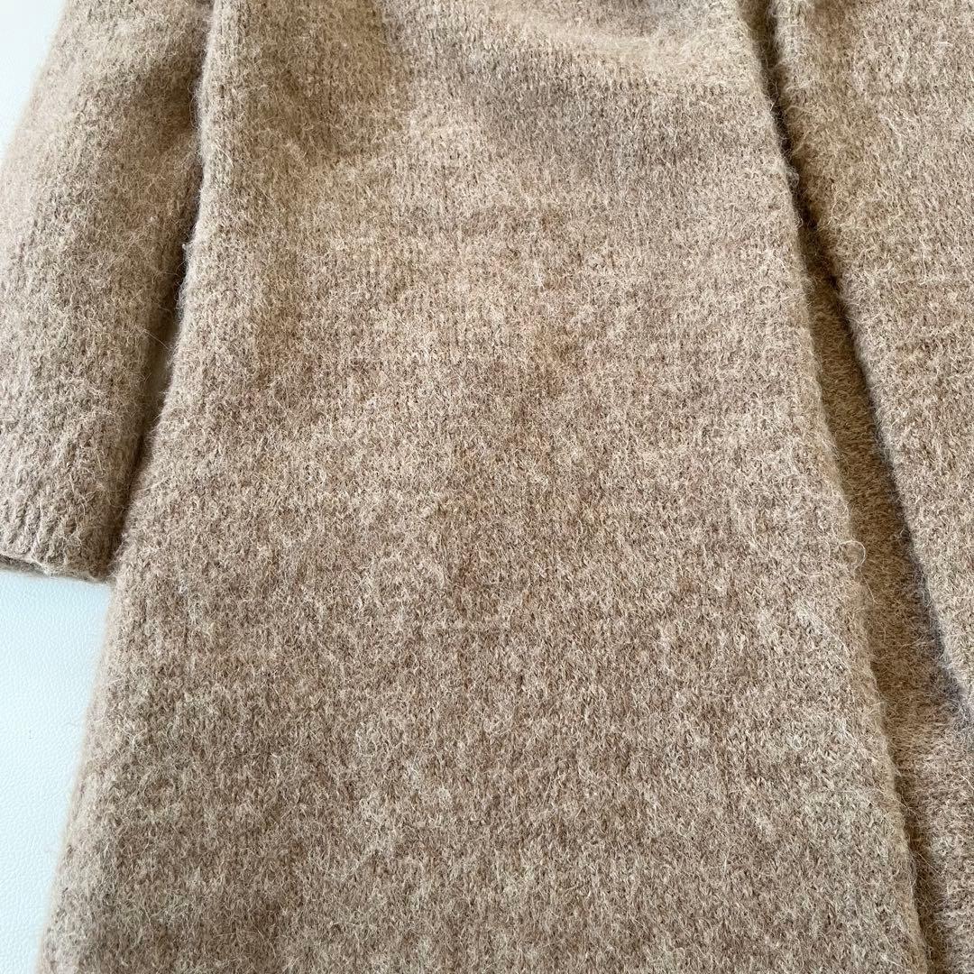 定価75000円✨45R　アルパカ縮繊フードコート　ロング丈　R刺繍フリー