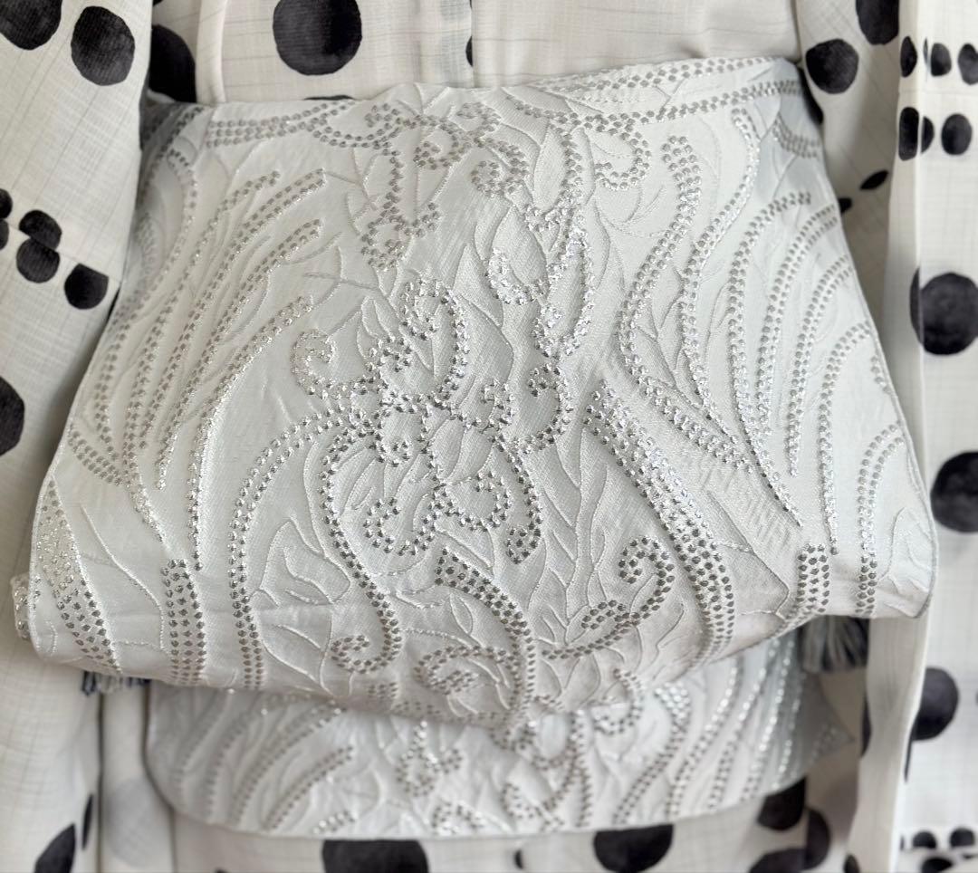 大人兵児帯【スノーホワイトプラチナシルバー】【リズヴァイオレット】の2点セット