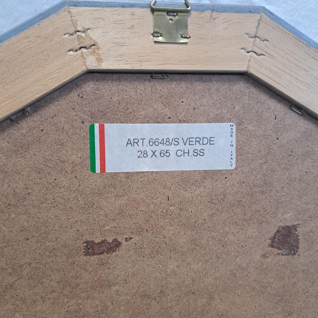 イタリア製　アンティーク ミラー 八角形 壁掛け鏡 淡いグリーン