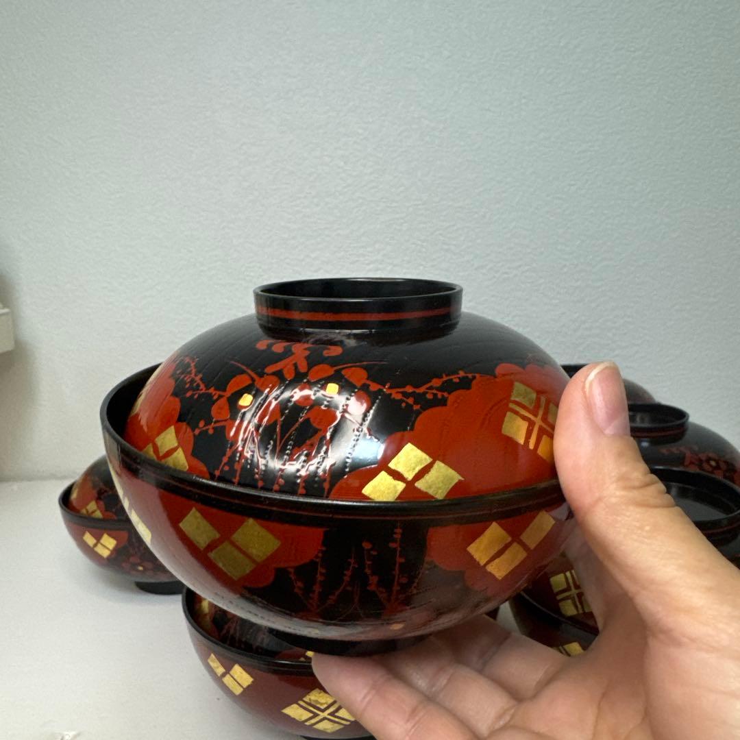 茶道具『懐石道具 正法寺煮物椀　本堅地 特製請合』 漆塗り茶道具 10個セット