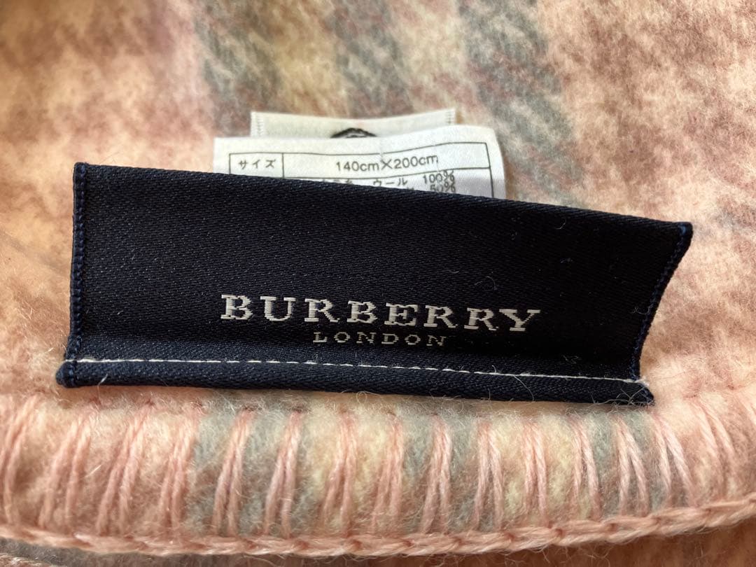 バーバリー　カシミヤ混　チェック柄　毛布　シングル