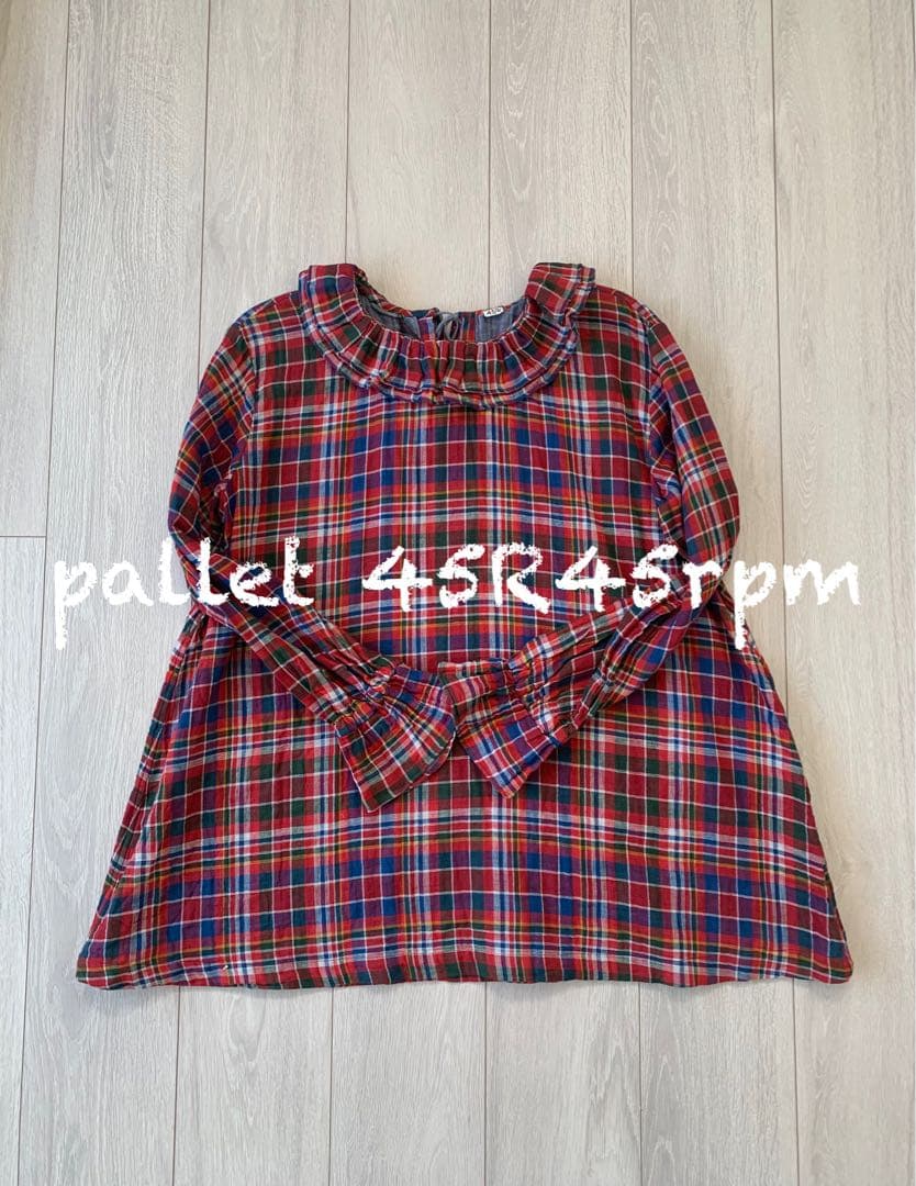 45R45rpm ガーゼ二重織のフリルカラーブラウス