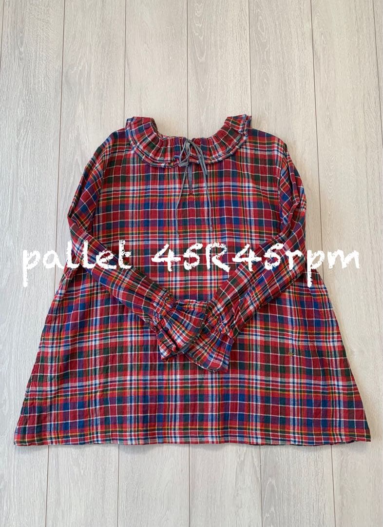 45R45rpm ガーゼ二重織のフリルカラーブラウス