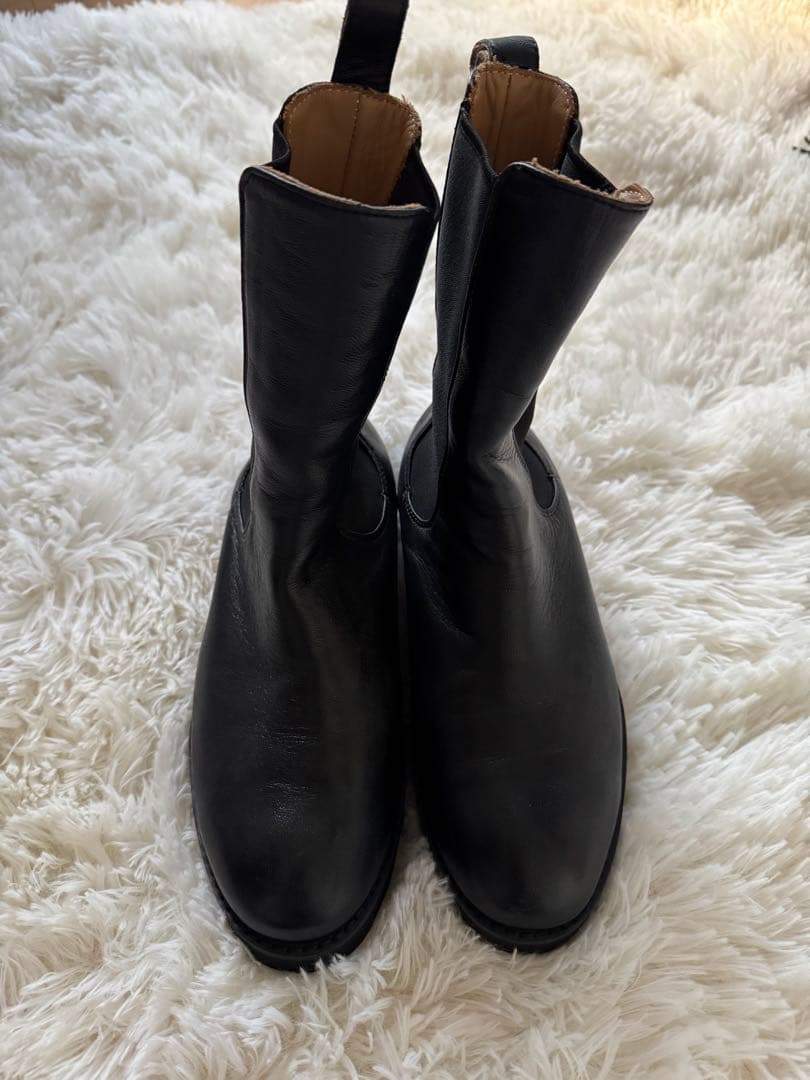 レザーサイドゴアブーツ ブラック