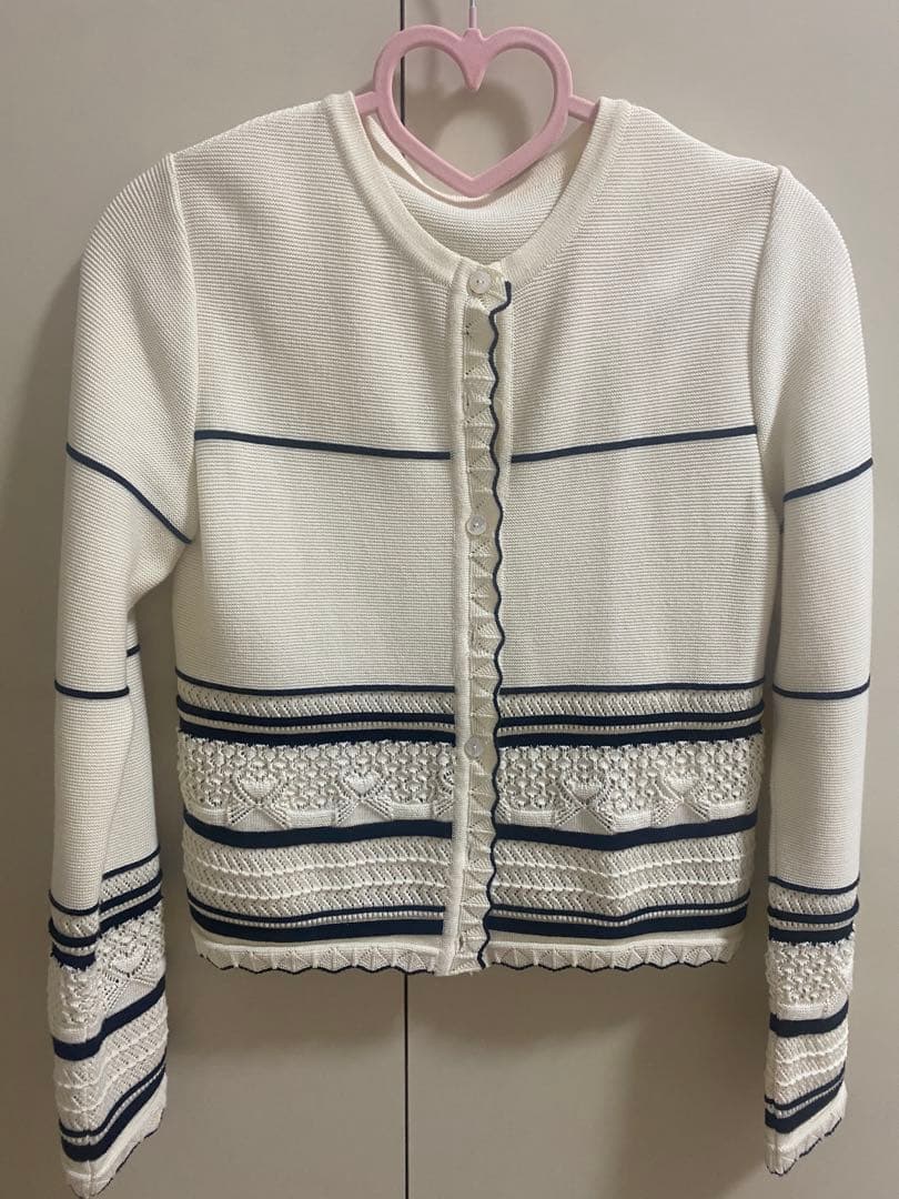 フォクシーブティック⭐︎配色ガーディガンFOUETTE 38 レース編みニット