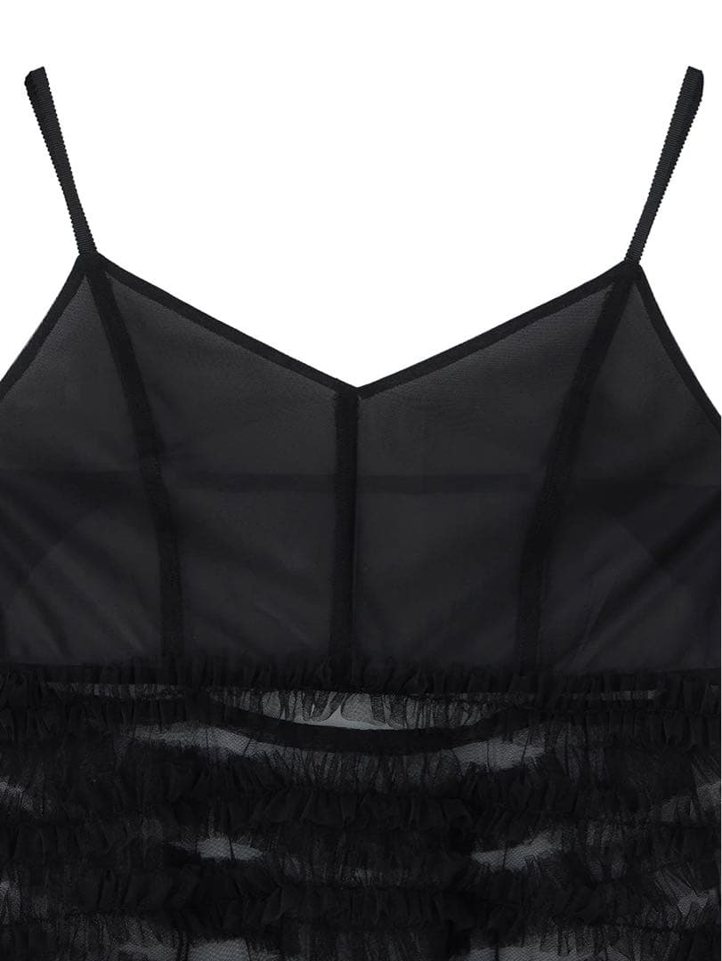 アメリヴィンテージ　BLACK TULLE RAFFLE CAMI TOP