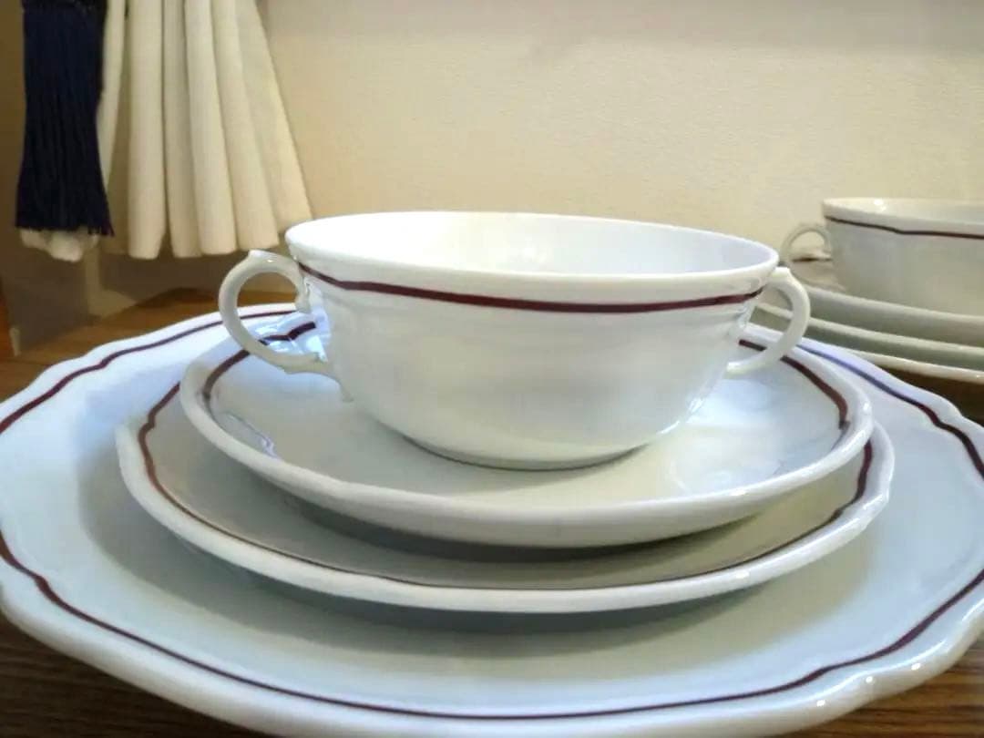 リチャードジノリ コロナ スープカップ＆ソーサーとプレート,2セット