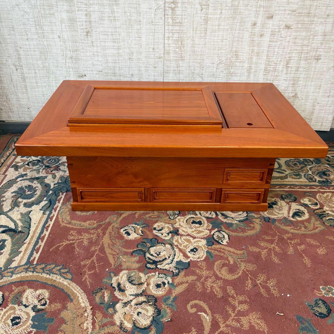 昭和レトロ 欅 木製長火鉢 4杯 引き出し収納付き 火鉢 囲炉裏 古家具 古道具