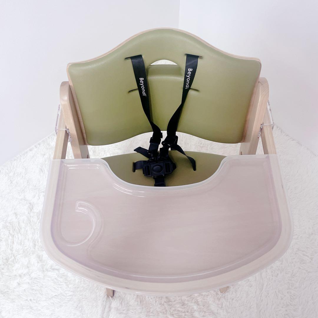 【超美品】ビヨンド　ジュニア ハイチェア 木製　Abiie オリーブ
