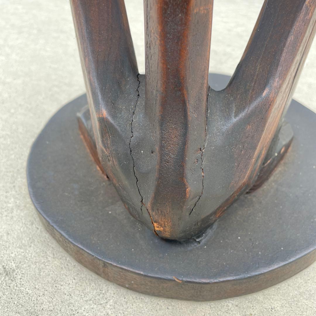 木製　木彫り　アフリカ　スツール　ガーゴイル　丸椅子　ヴィンテージ　民芸