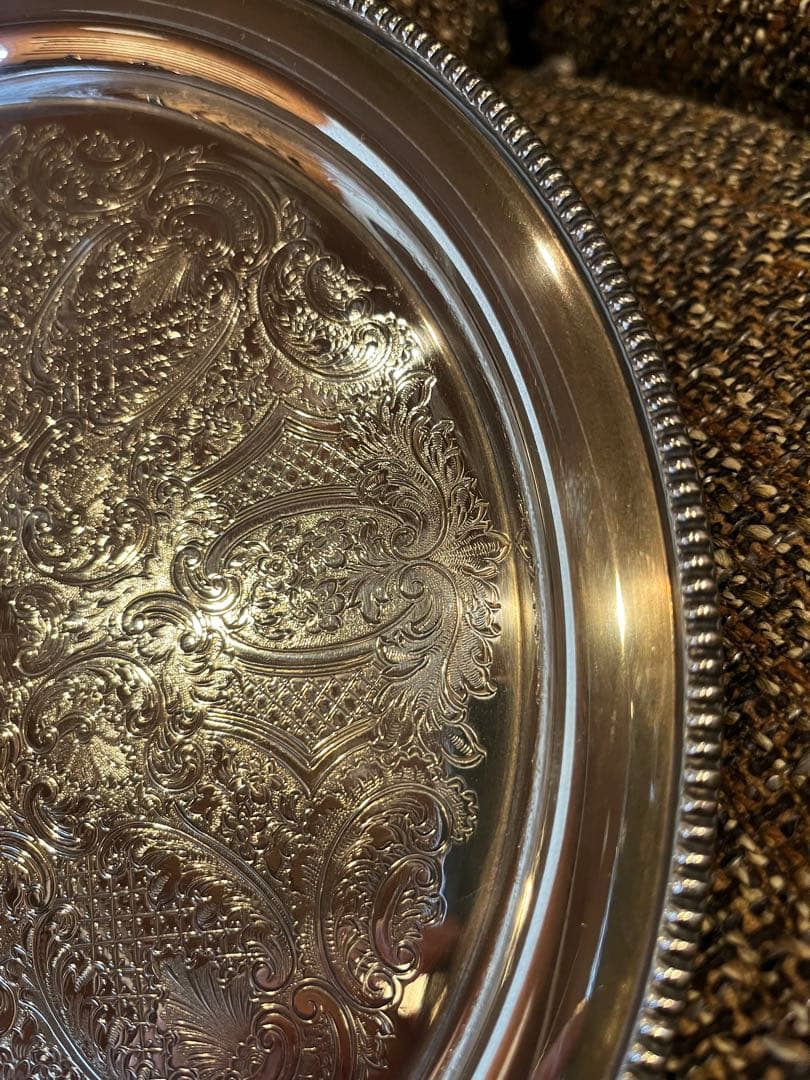 英国製アンティーク/銅&シルバートレイ/Mappin&webb