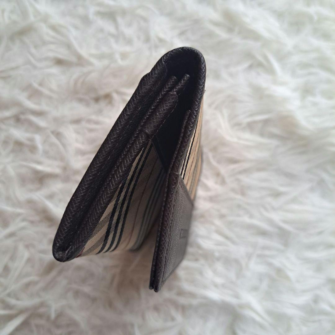 【未使用級】【バーバリー】ノバチェック レザー キャンバス名刺入れ カードケース