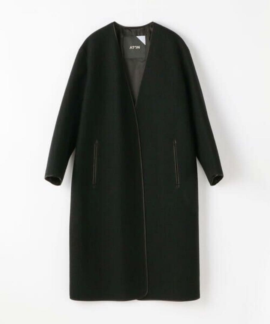 【極美品】ATON TOMORROWLAND別注 ウールメルトンノーカラーコート