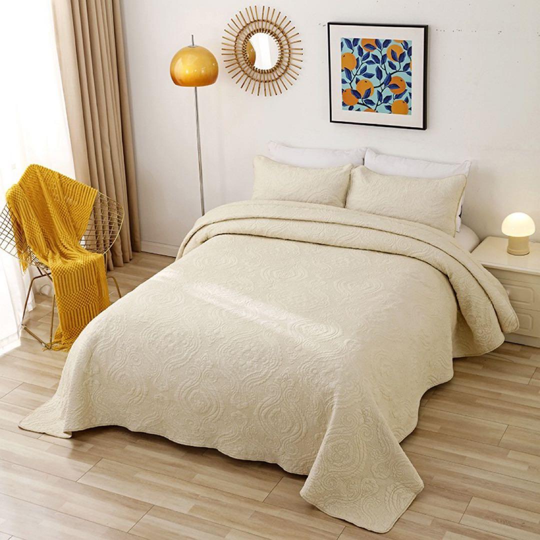 キルトベッドカバー3点セット綿マルチカバー キルティング 283A