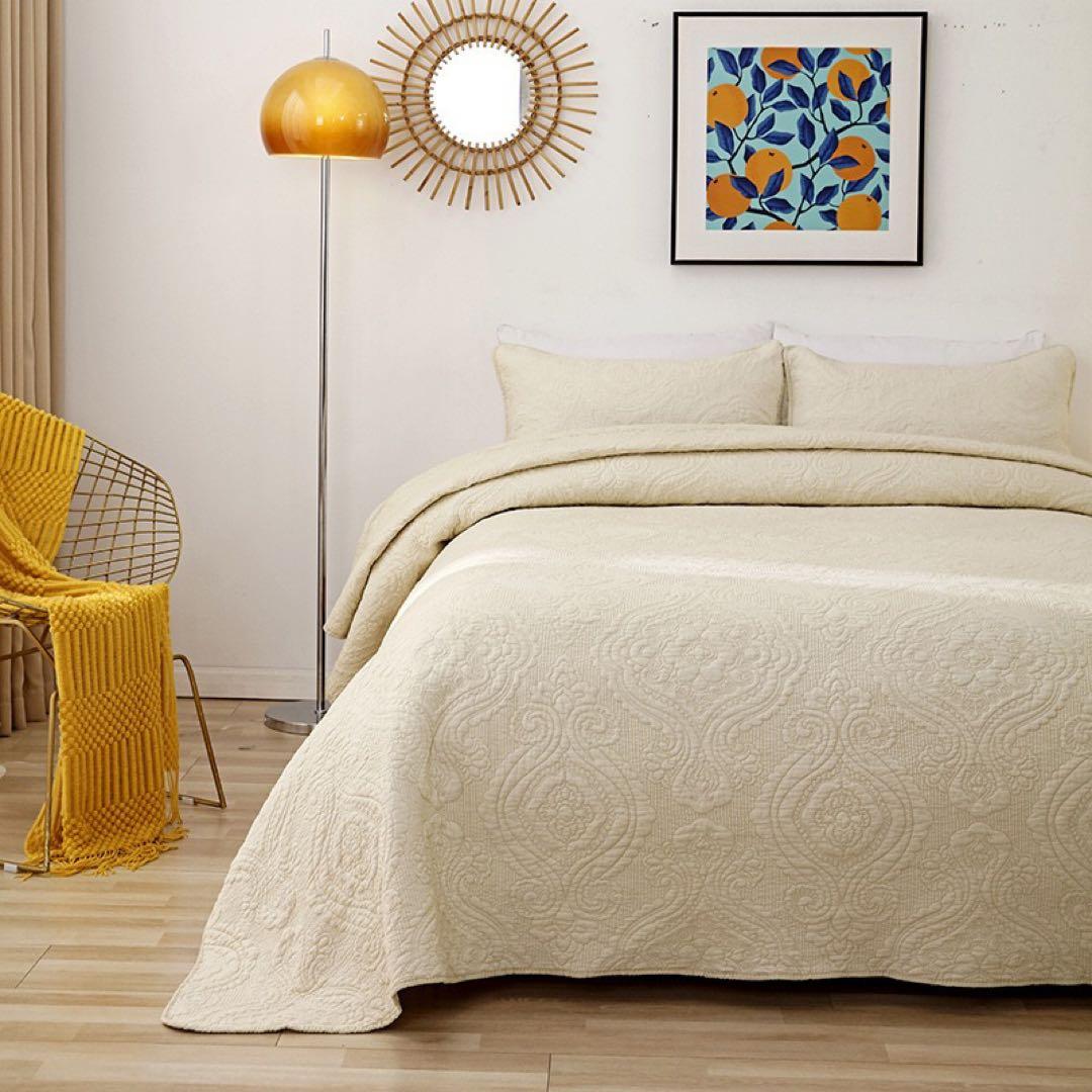 キルトベッドカバー3点セット綿マルチカバー キルティング 283A