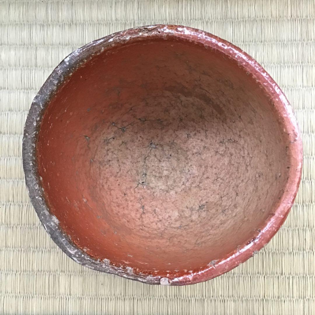 茶道具　火色茶盌　銘　大原路ト号　山田健吉作　妙玄斎書付　栞　共箱　S269CW