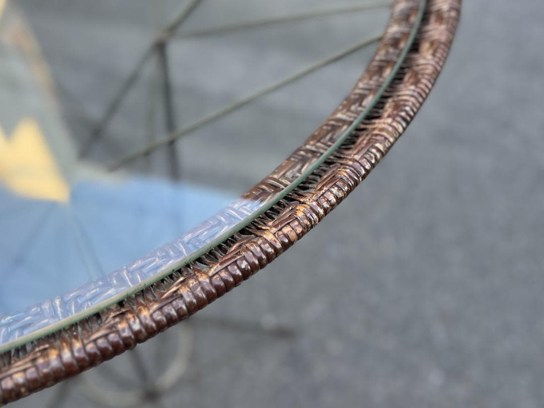 ヴィンテージ☆Yamakawa／ヤマカワラタン／ラウンドハイテーブル／ガラス天板