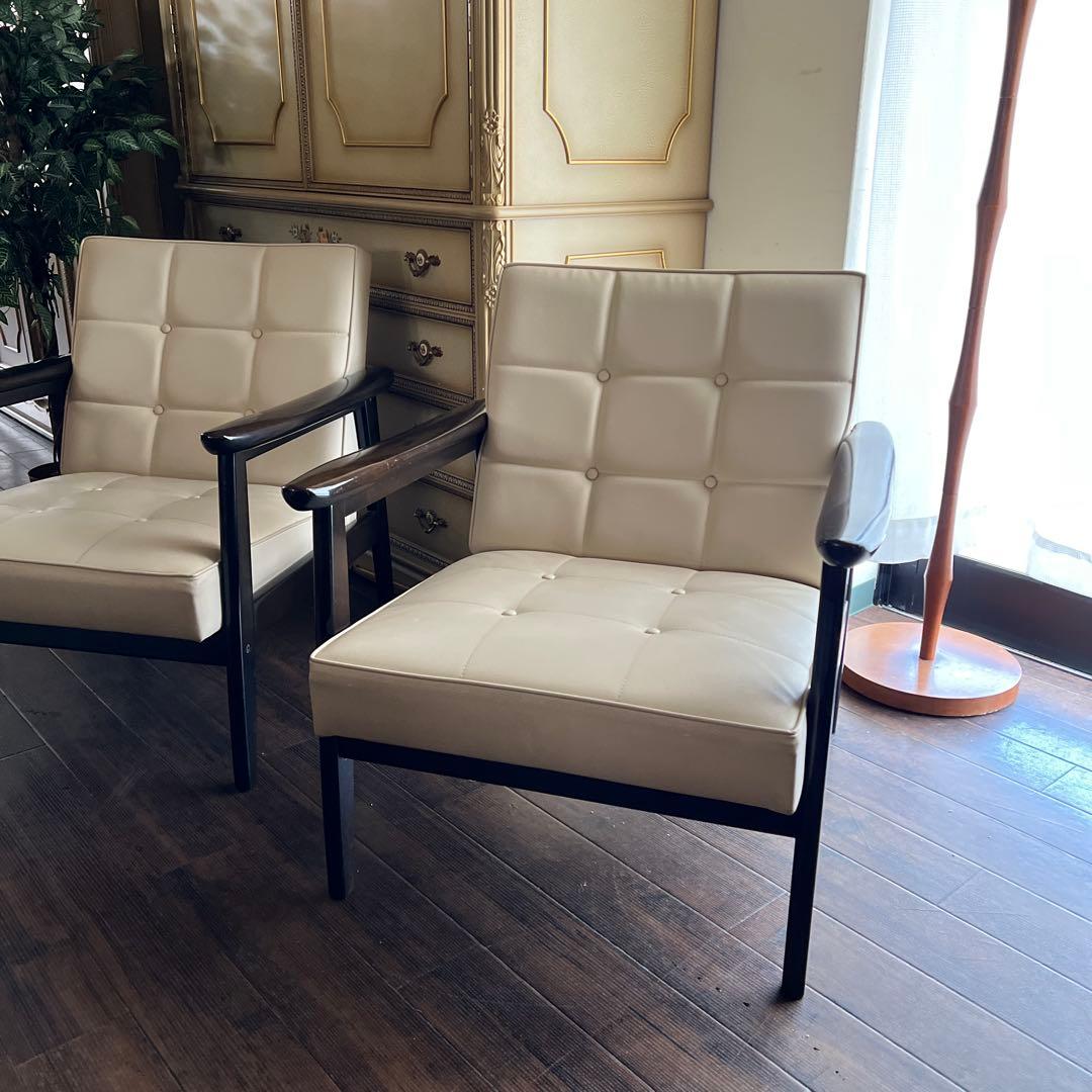 k258 カリモク60 Kチェア1シーター 2脚セット アームチェア アイボリー