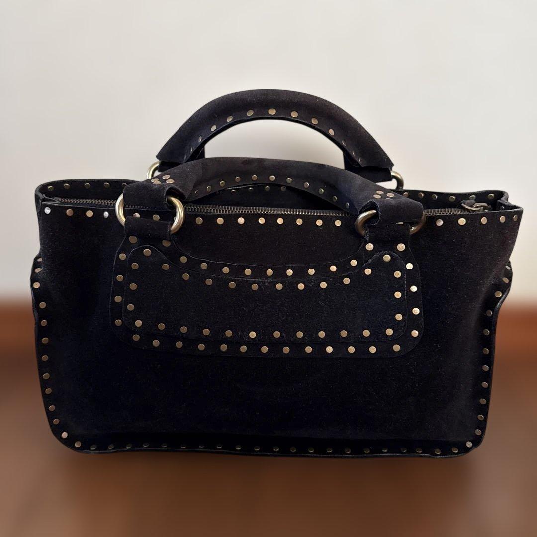 セリーヌ　ブギーバッグ　黒　スタッズ使い　ハンドバッグ