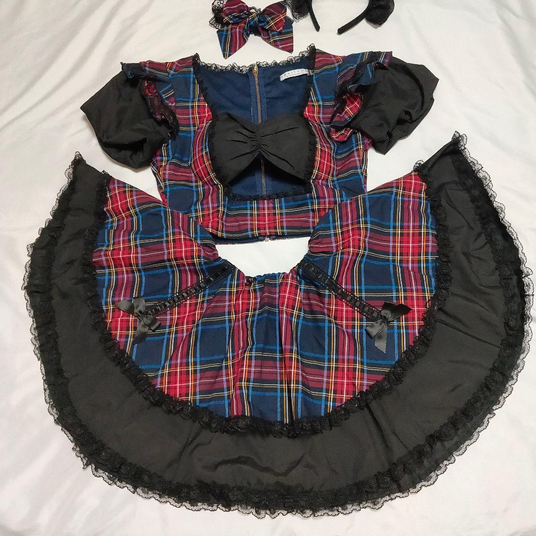 【エロかわ☆】5点セット 　VanityME えろかわチェックメイド Sサイズ