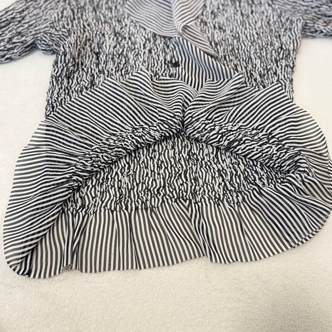 ISSEY MIYAKE プリーツ　ブラウス　変形　白　黒　長袖　Mサイズ