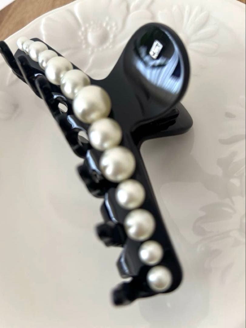 新品✨アレクサンドルドゥパリ✨ヘアクリップ✨パール✨ブラック L