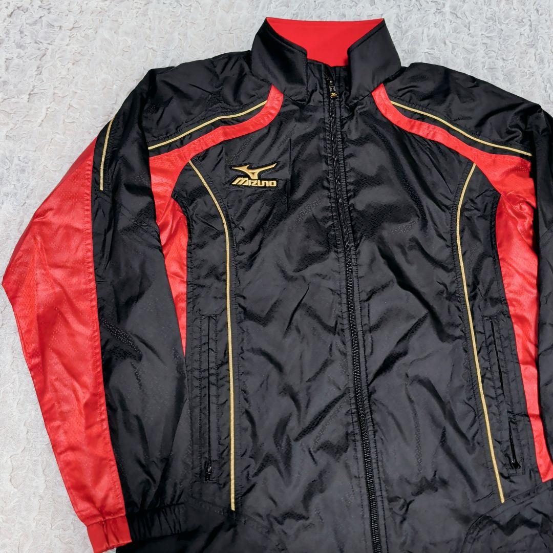 ミズノプロ ウィンドブレーカー セットアップ 上下M 黒×赤×金