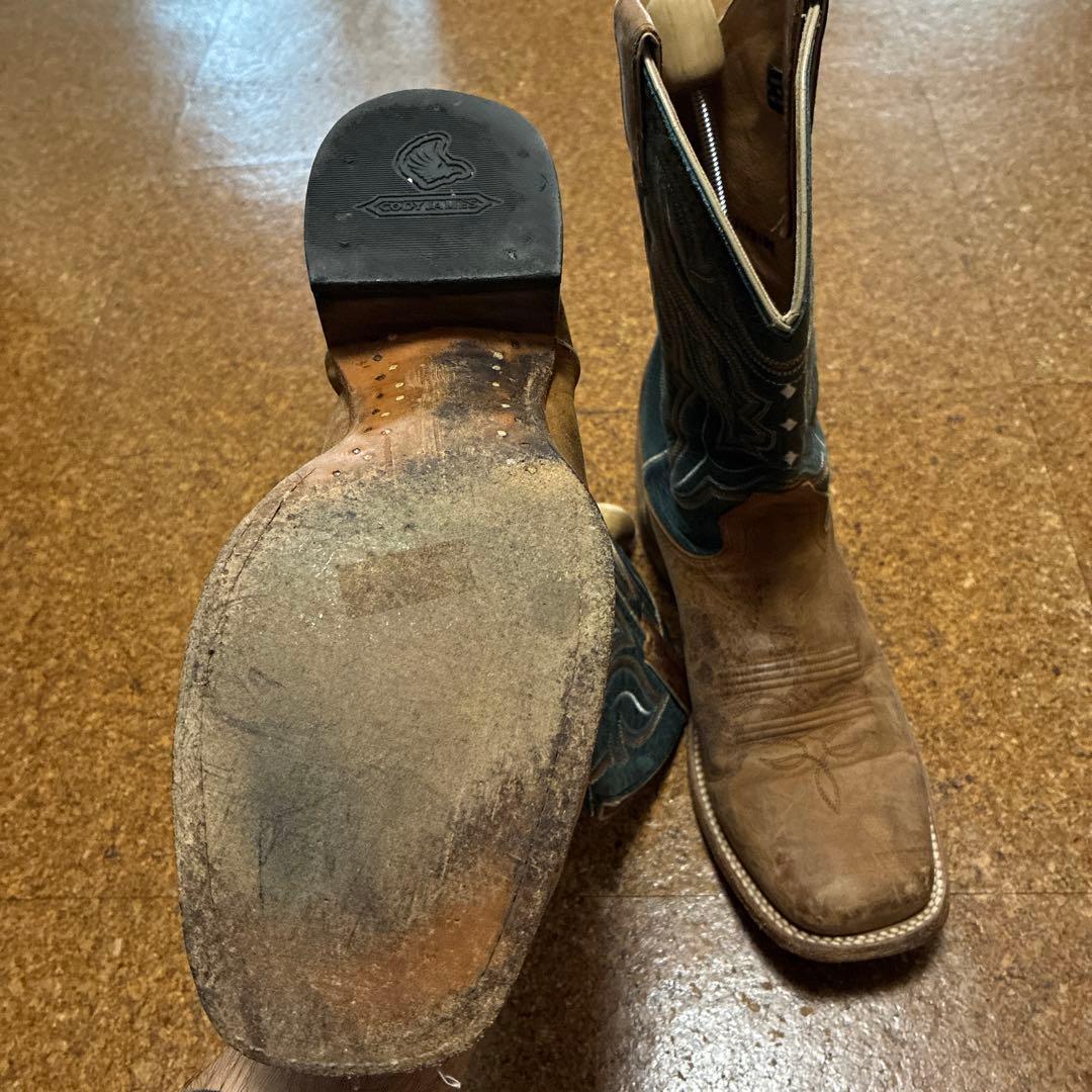 ウエスタンブーツ ブラウン レザー刺繍　メキシコ製