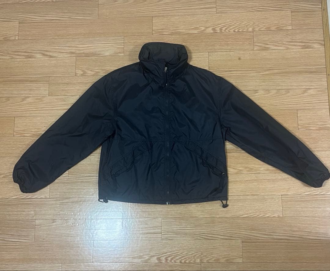 90s ARMANI JEANS ナイロンジャケット　短丈　ワイド　ネイビー