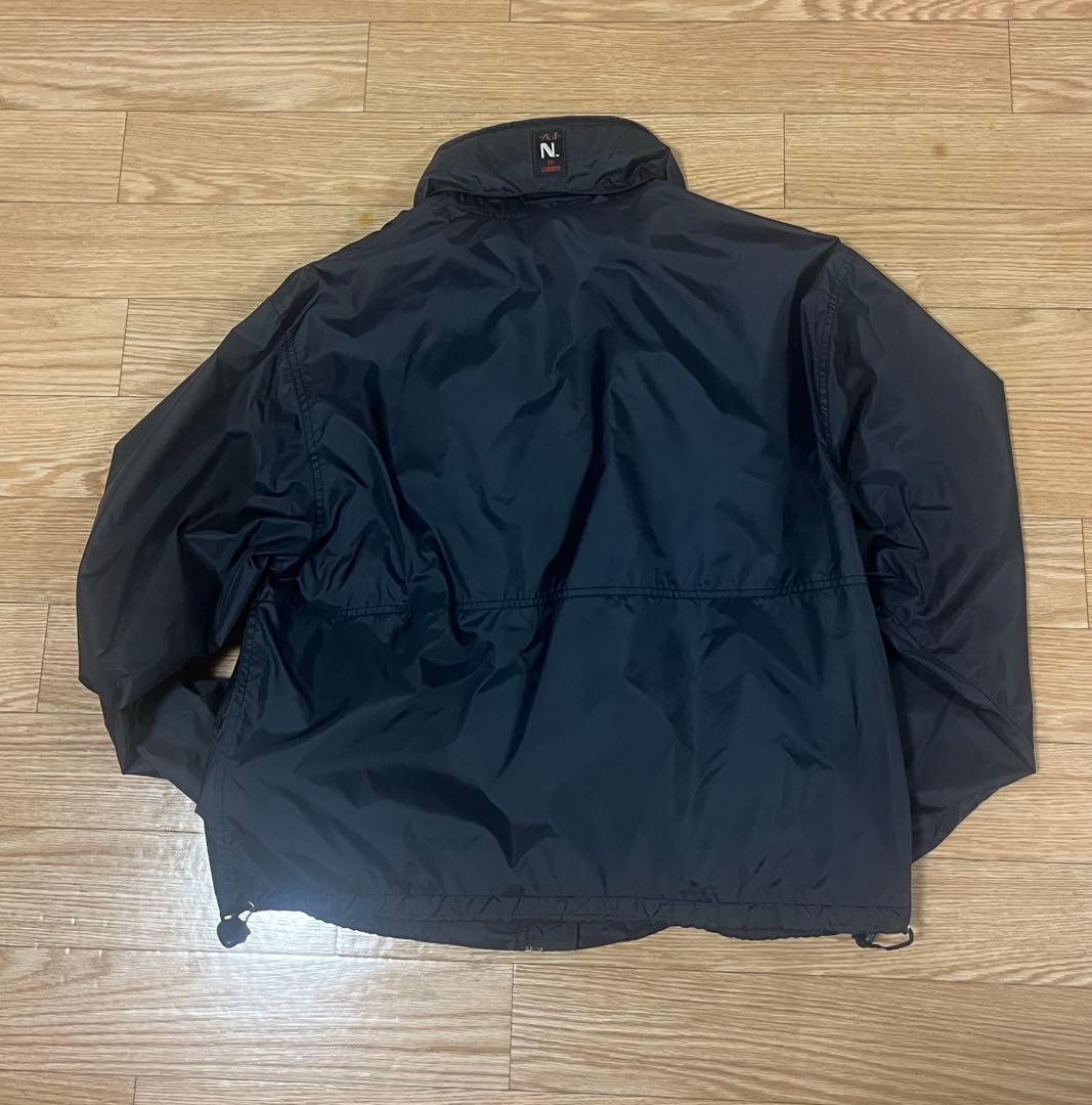 90s ARMANI JEANS ナイロンジャケット　短丈　ワイド　ネイビー