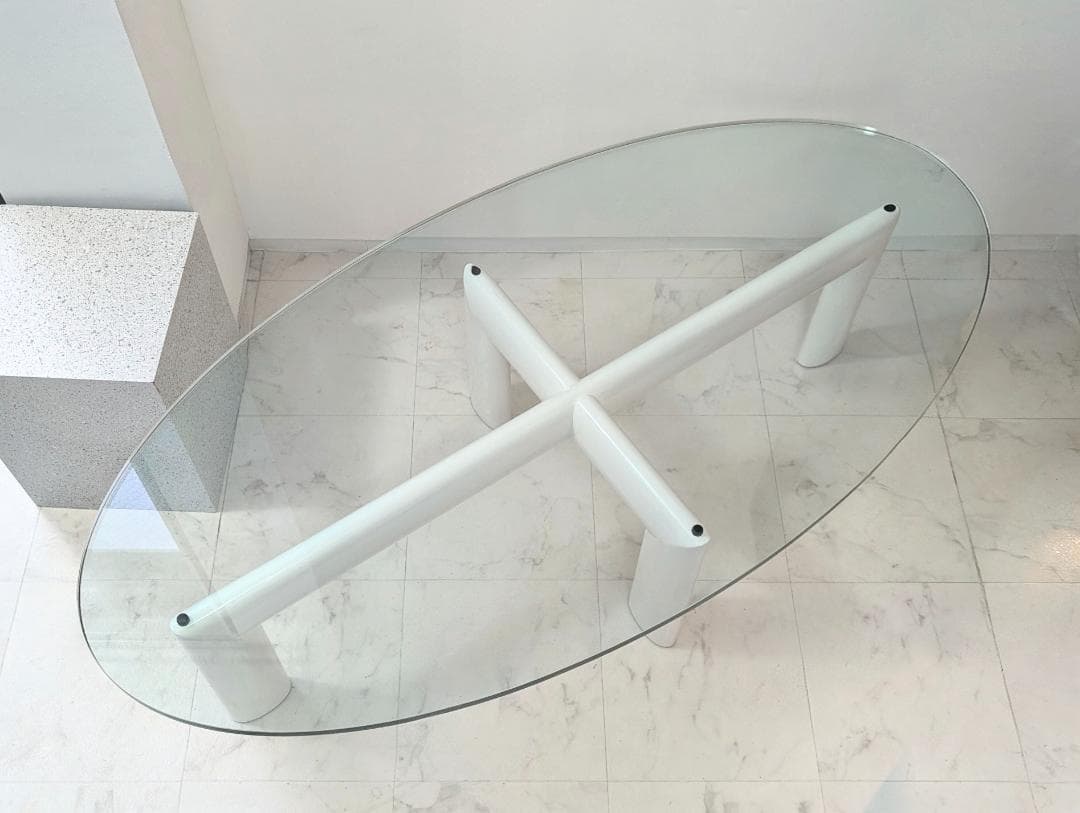 HUKLA アイアン ガラス テーブル ミッドセンチュリー モダン バウハウス